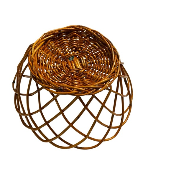 VINTAGE! Boho Natural Woven Round Wicker Fruit Basket With Handle Yugoslavia - Picture 8 of 12